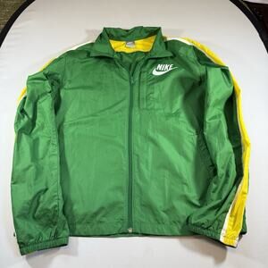 Vtg Y2K Nike Green W/ Yellow Trim Men's Windbreaker Zip Jacket Logo Medium